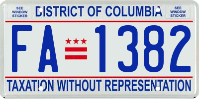 DC license plate FA1382