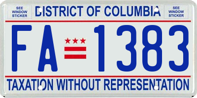 DC license plate FA1383