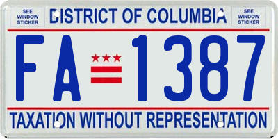 DC license plate FA1387