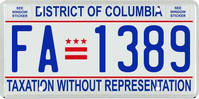 DC license plate FA1389