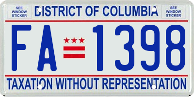 DC license plate FA1398