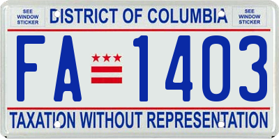 DC license plate FA1403