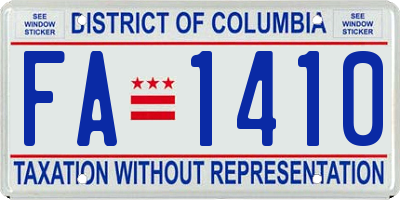 DC license plate FA1410