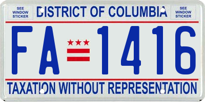 DC license plate FA1416