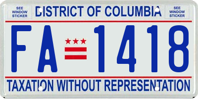 DC license plate FA1418