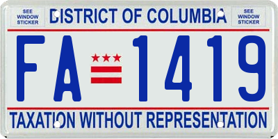 DC license plate FA1419