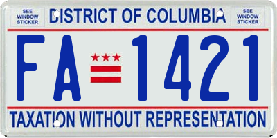 DC license plate FA1421