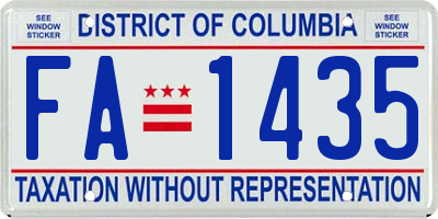 DC license plate FA1435