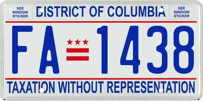 DC license plate FA1438