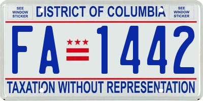 DC license plate FA1442