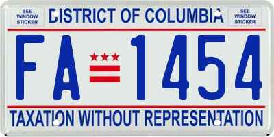 DC license plate FA1454