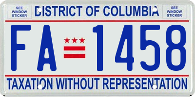 DC license plate FA1458