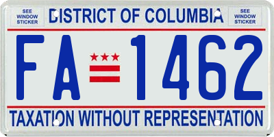 DC license plate FA1462