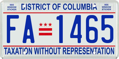 DC license plate FA1465