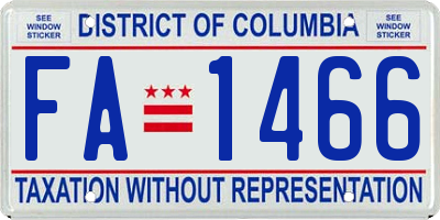 DC license plate FA1466