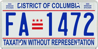 DC license plate FA1472