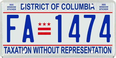 DC license plate FA1474