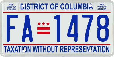 DC license plate FA1478