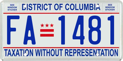 DC license plate FA1481