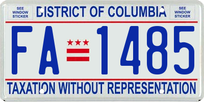 DC license plate FA1485