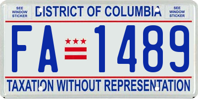 DC license plate FA1489