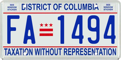 DC license plate FA1494