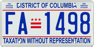 DC license plate FA1498