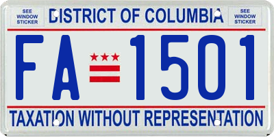 DC license plate FA1501