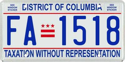 DC license plate FA1518