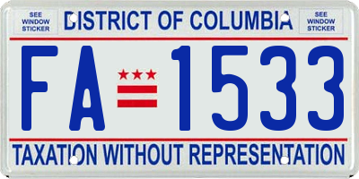 DC license plate FA1533