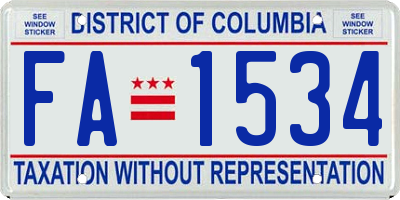 DC license plate FA1534