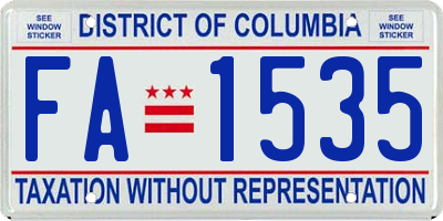 DC license plate FA1535