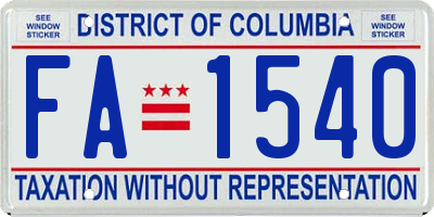 DC license plate FA1540