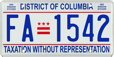 DC license plate FA1542