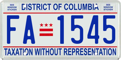 DC license plate FA1545