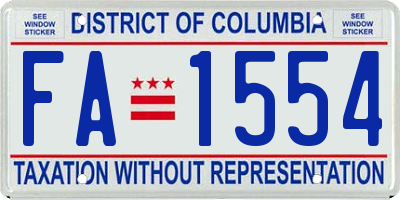 DC license plate FA1554