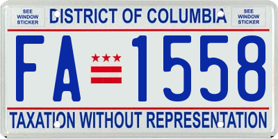 DC license plate FA1558