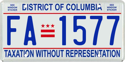 DC license plate FA1577