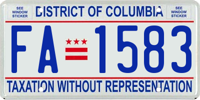 DC license plate FA1583