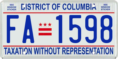 DC license plate FA1598