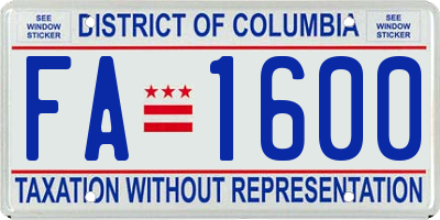 DC license plate FA1600