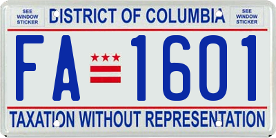 DC license plate FA1601