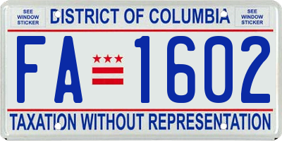 DC license plate FA1602