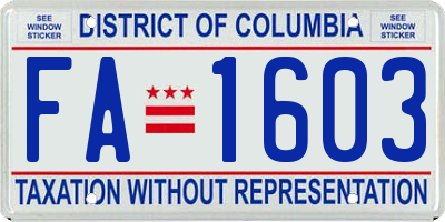 DC license plate FA1603