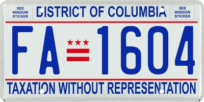 DC license plate FA1604