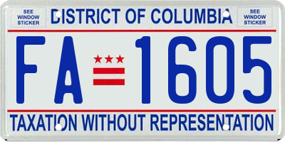 DC license plate FA1605