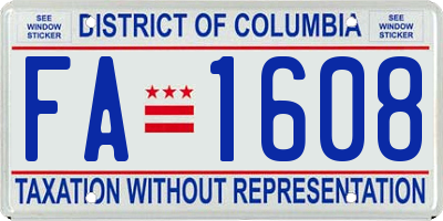 DC license plate FA1608