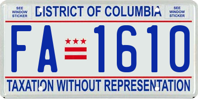 DC license plate FA1610