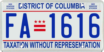 DC license plate FA1616