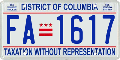 DC license plate FA1617